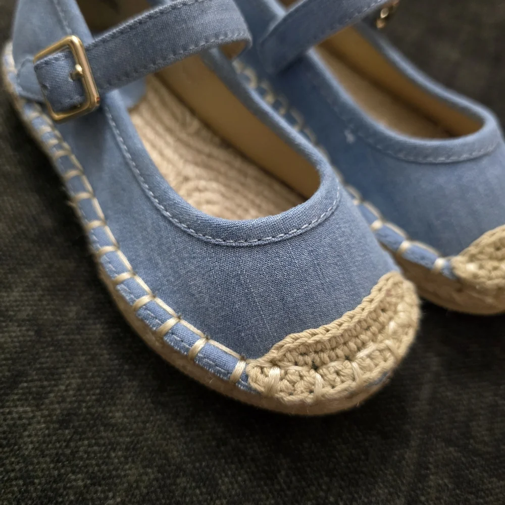 Janie and Jack Light Blue Espadrille Mary Jane Sandals
